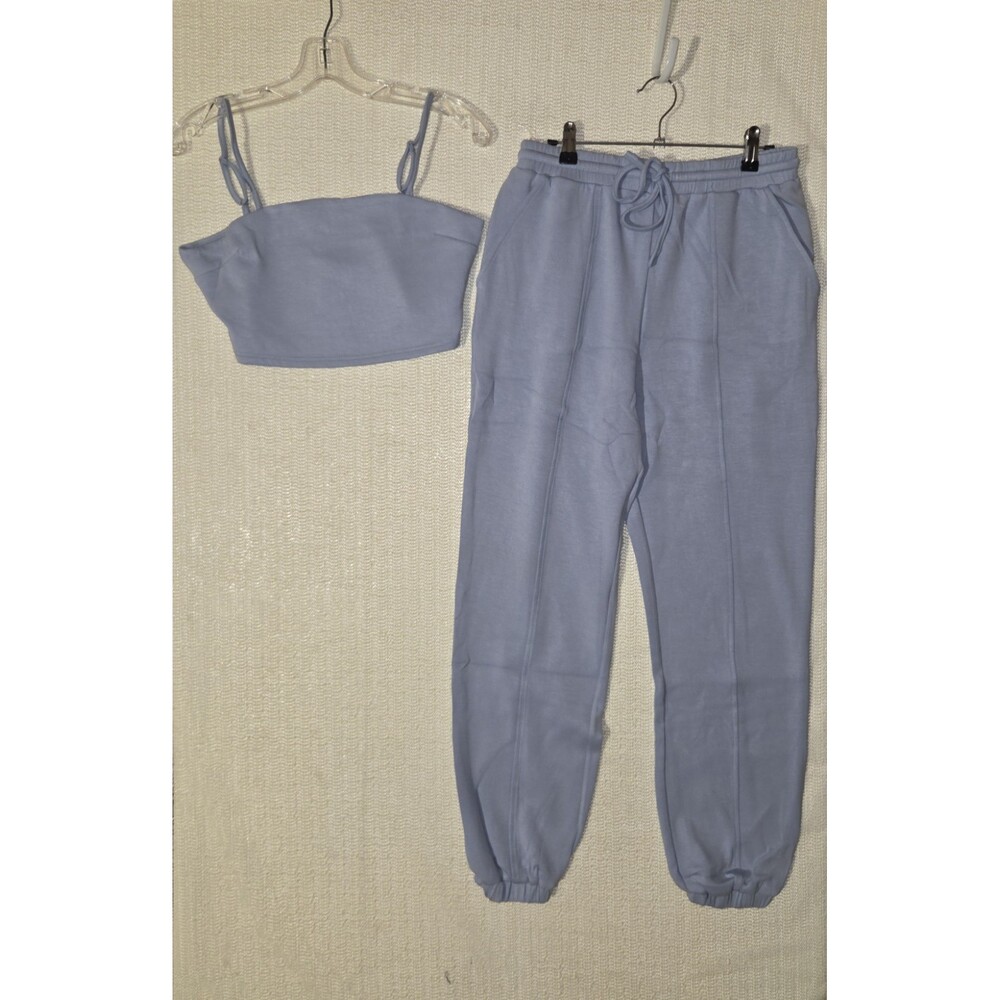 Privately Privileged Women's Size L  Blue 2-Piece Loungewear Sweats/Crop top NWT